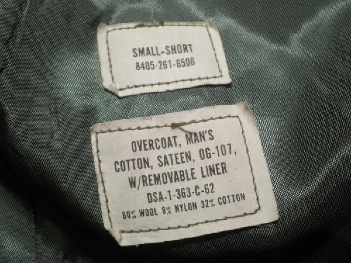 U.S.ARMY OverCoat withLiner 1962年 sizeS used