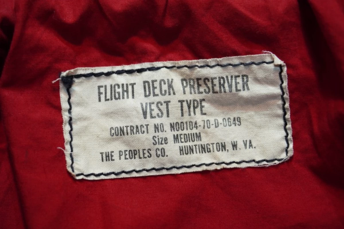 U.S.NAVY Vest Flight Deck 1970年 sizeM used