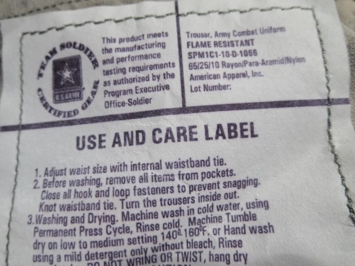 U.S.ARMY Trousers Combat ACU sizeL new