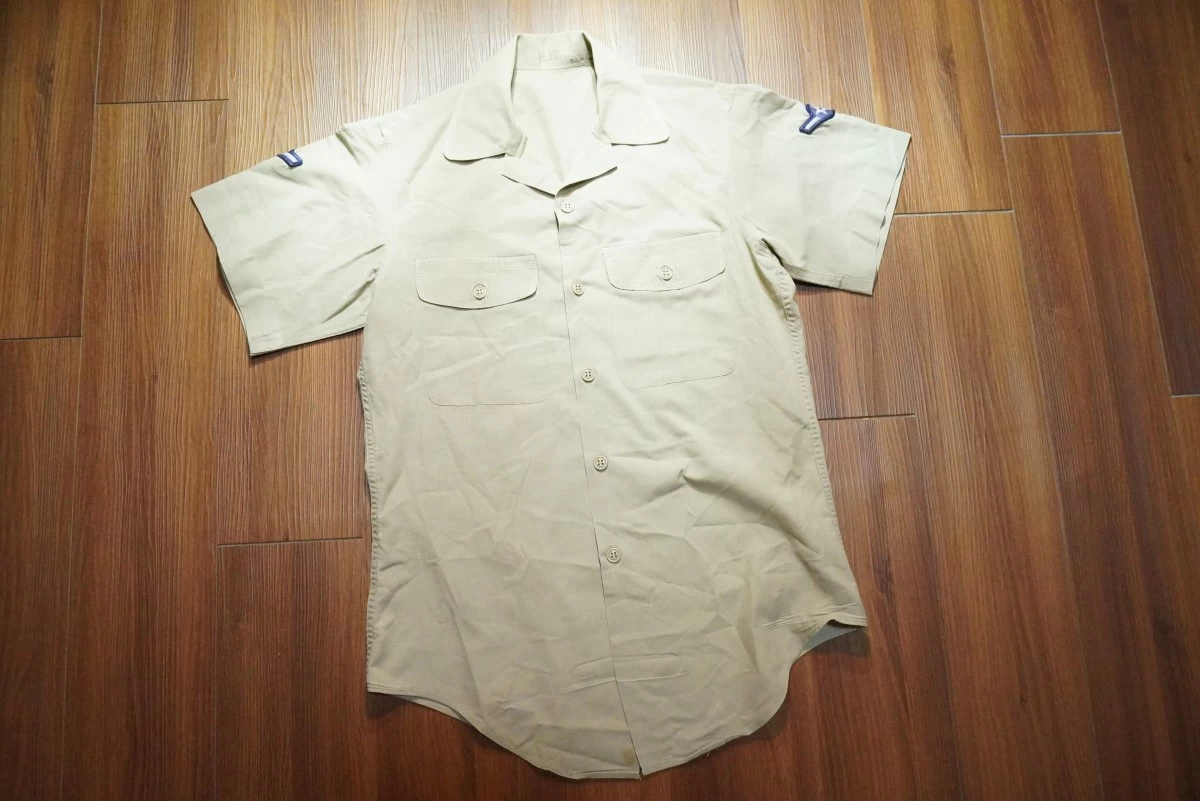 U.S.AIR FORCE Shirt Utility Tan 1972年 size14 1/2