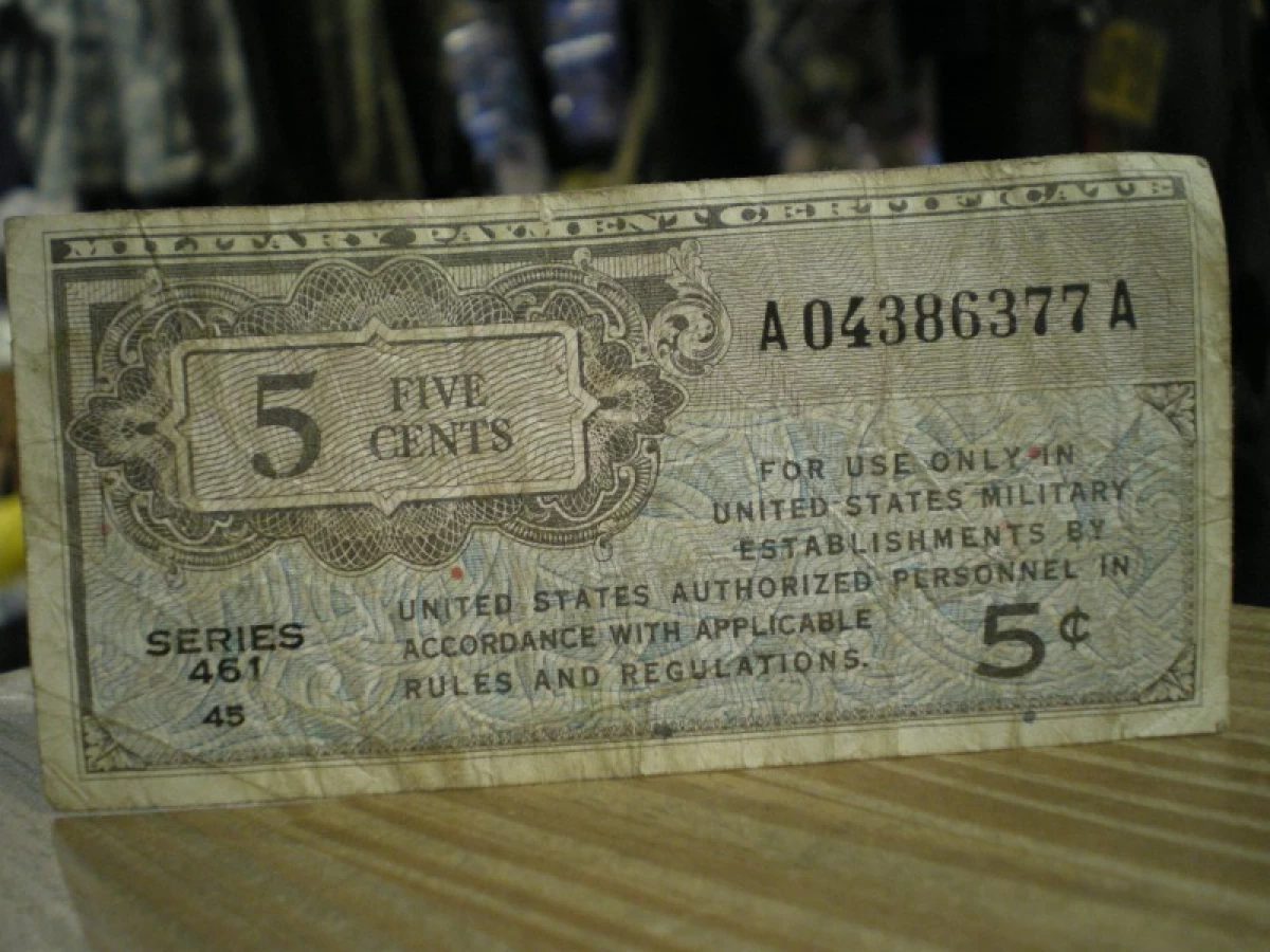U.S.MILITARY PAYMENT CERTIFICATE 5cents 1940年代