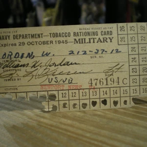 U.S.NAVY TOBACCO RATIONING CARD 1945年