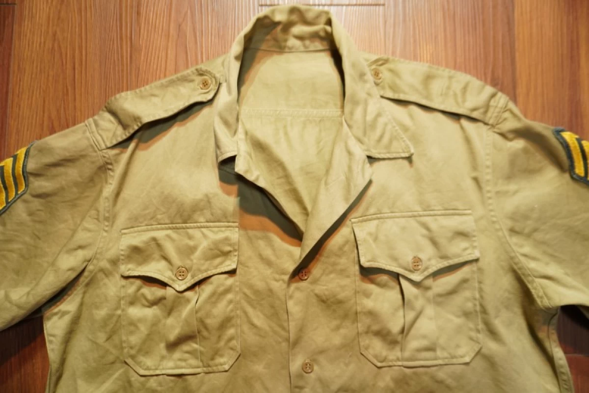 U.S.ARMY Shirt Cotton khaki 1950-60年代頃? sizeL?