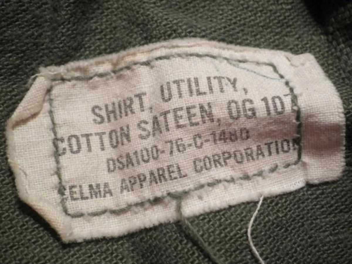 U.S.MARINE CORPS Shirt 100%Cotton 1976年 size15 1/2