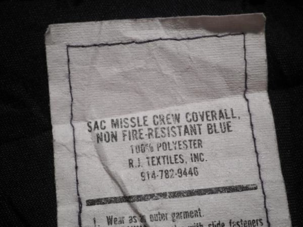 U.S.AIR FORCE Coverall SAC Missile Crew size? used