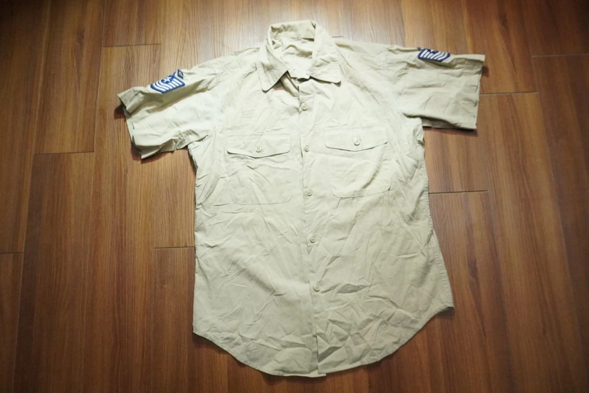 U.S.AIR FORCE Shirt Utility Tan 1970年 size15 1/2? used