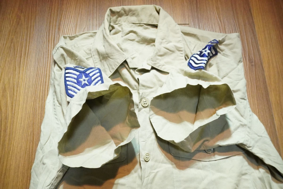 U.S.AIR FORCE Shirt Utility Tan 1970年 size15 1/2? used