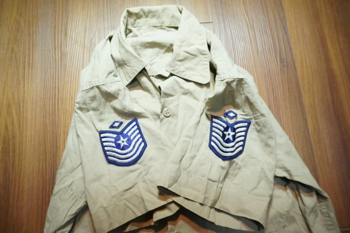 U.S.AIR FORCE Shirt Utility Tan 1970年 size15 1/2? used