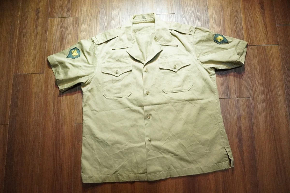 U.S.ARMY Shirt Cotton khaki 1955年 sizeL used