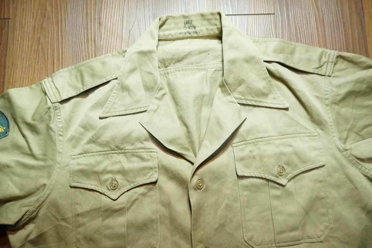 U.S.ARMY Shirt Cotton khaki 1955年 sizeL used