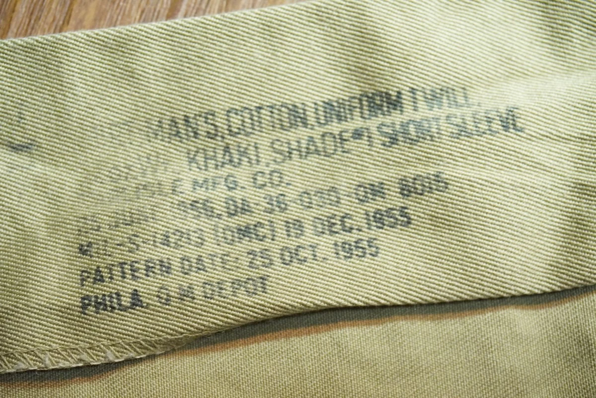 U.S.ARMY Shirt Cotton khaki 1955年 sizeL used