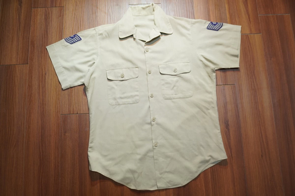 U.S.AIR FORCE Shirt Utility Tan 1960～70年代？ sizeS?～M? used