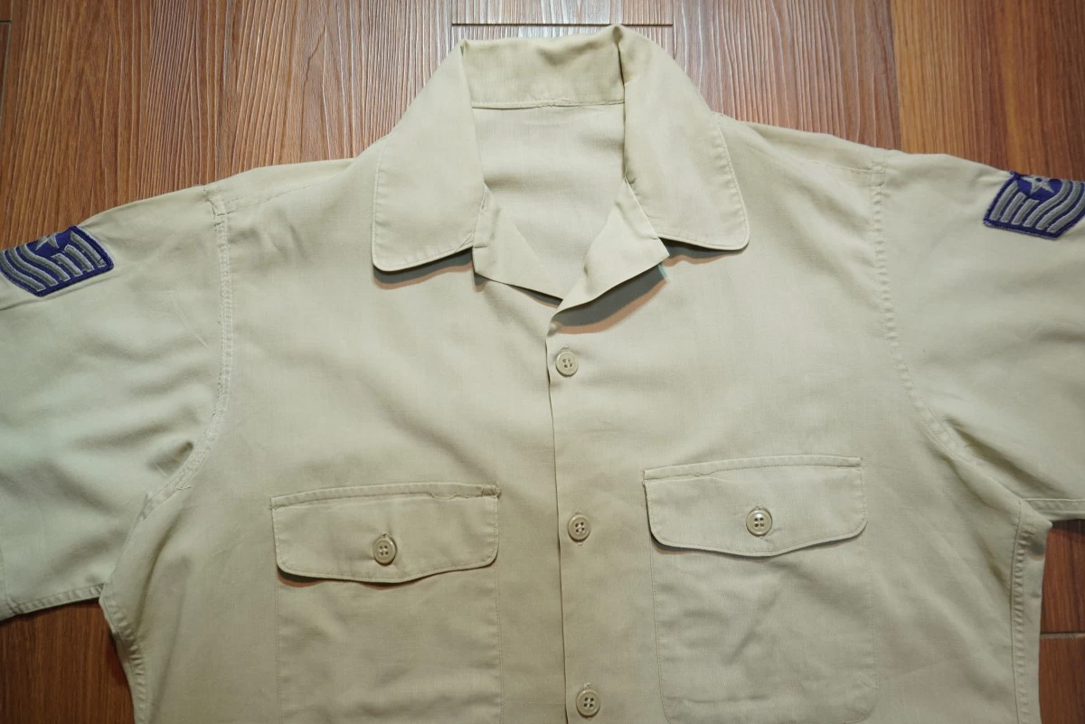 U.S.AIR FORCE Shirt Utility Tan 1960～70年代？ sizeS?～M? used