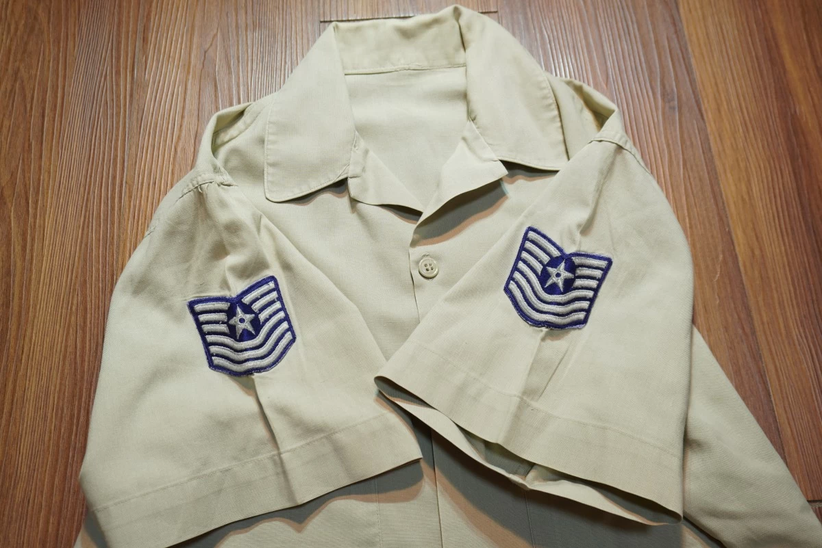 U.S.AIR FORCE Shirt Utility Tan 1960～70年代？ sizeS?～M? used