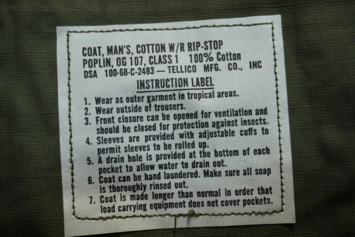 U.S.Coat 100%Cotton Poplin 1968年 sizeS-Long new