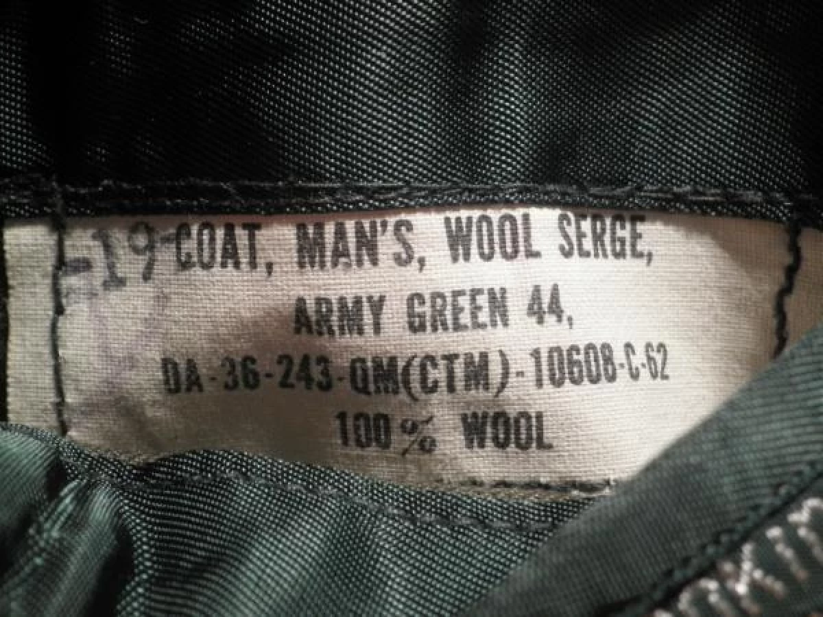U.S.ARMY Coat Wool Sage AG44 1962年 size42 used