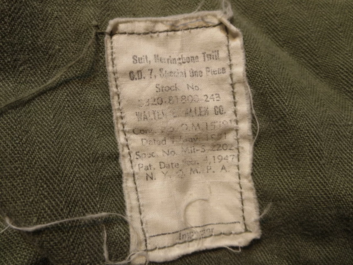 U.S.ARMY Coveralls Utility Cotton HBT 1951年 sizeS