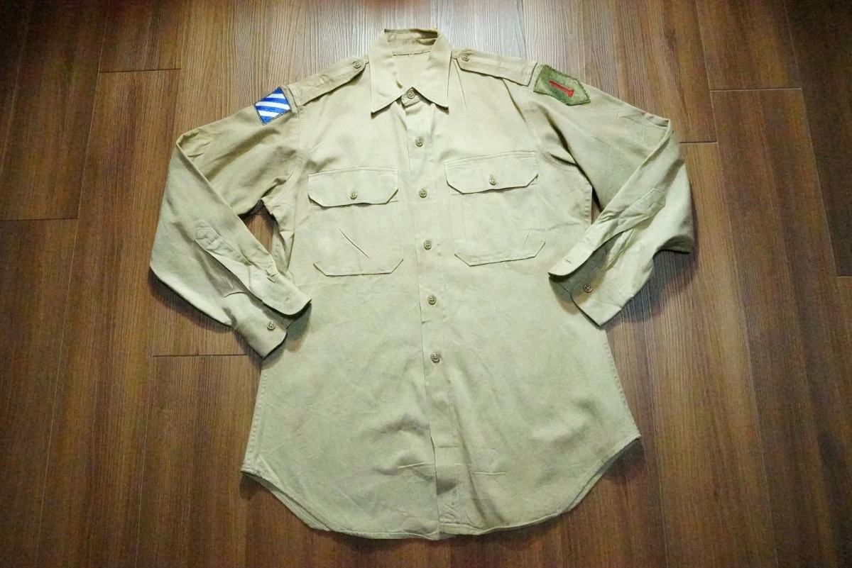 U.S.ARMY Shirt Cotton Khaki 1955年 size14 1/2 used