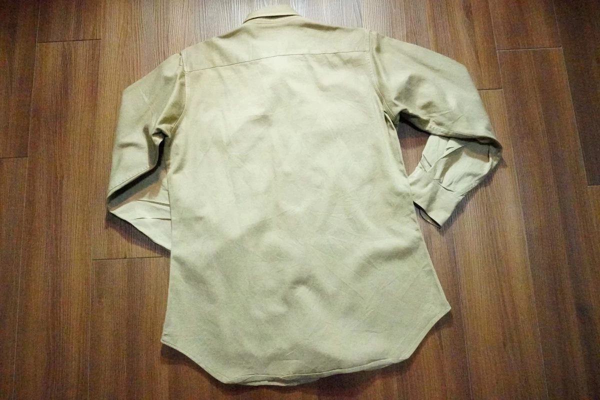 U.S.ARMY Shirt Cotton Khaki 1955年 size14 1/2 used