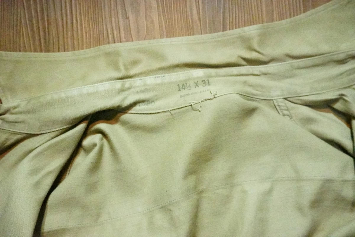 U.S.ARMY Shirt Cotton Khaki 1955年 size14 1/2 used