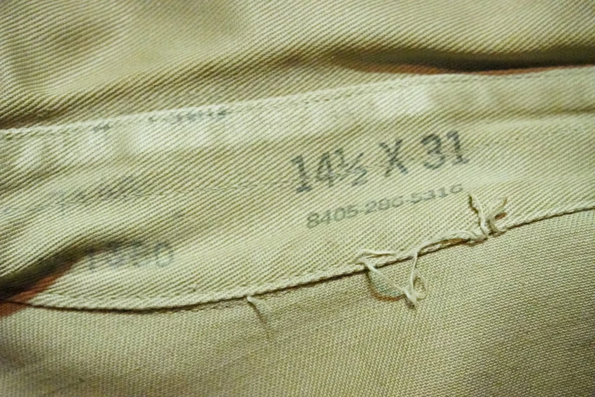 U.S.ARMY Shirt Cotton Khaki 1955年 size14 1/2 used