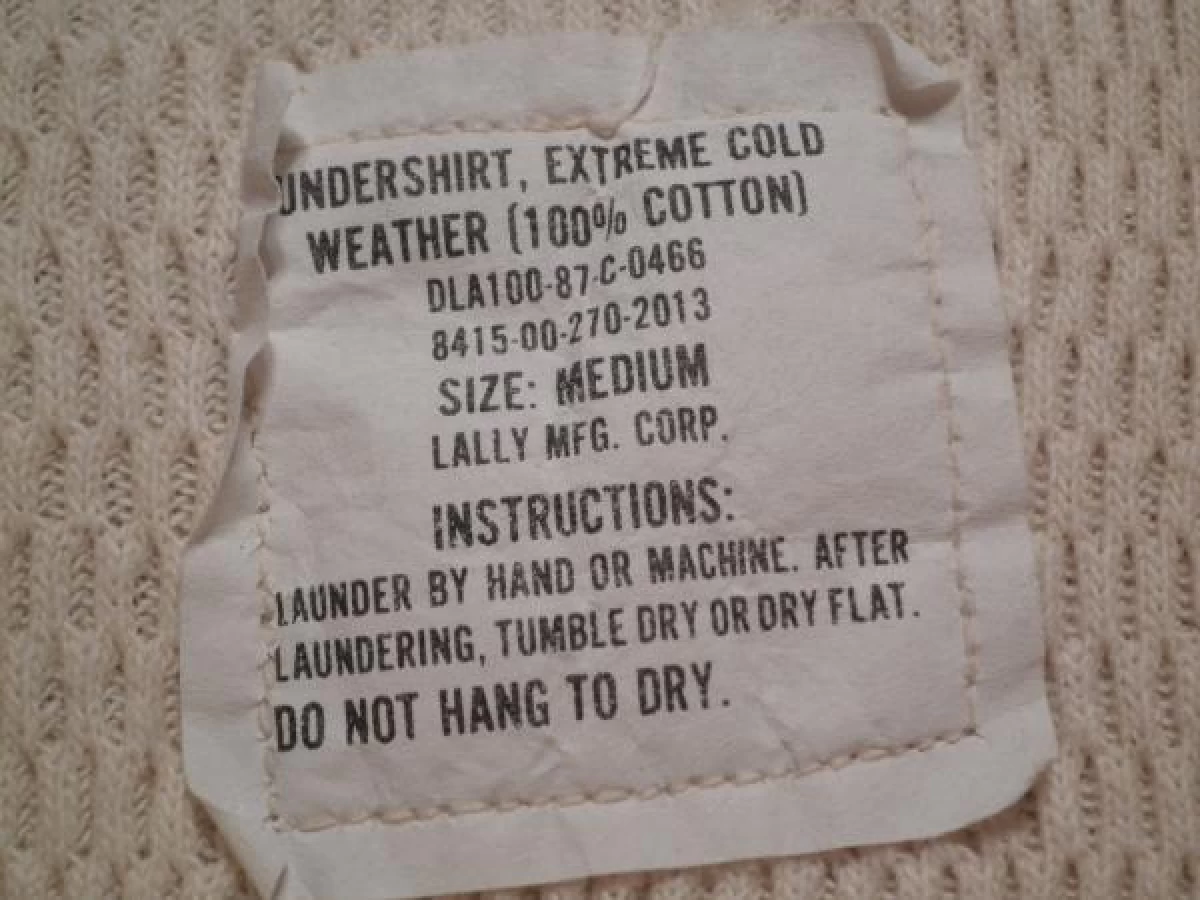 U.S.UnderShirt ExtremeColdWeather 1987年 sizeM used