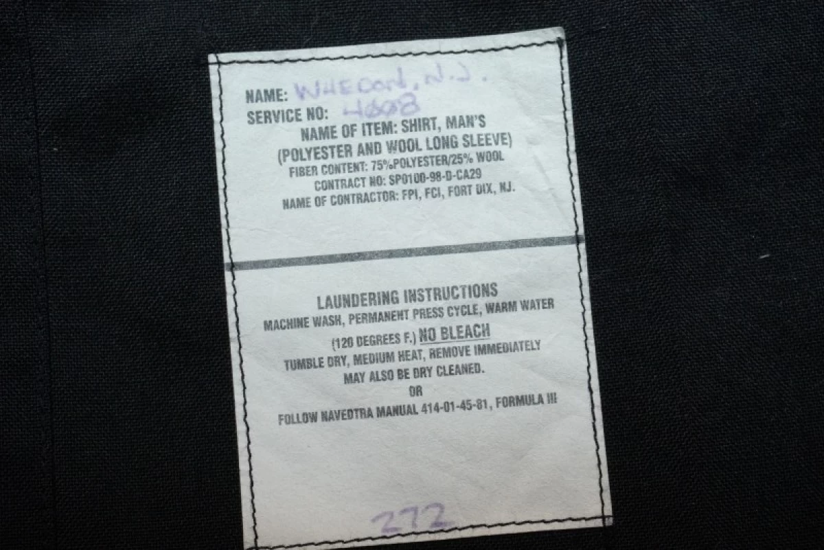 U.S.NAVY Shirt Poly/Wool 1998年 size16 used