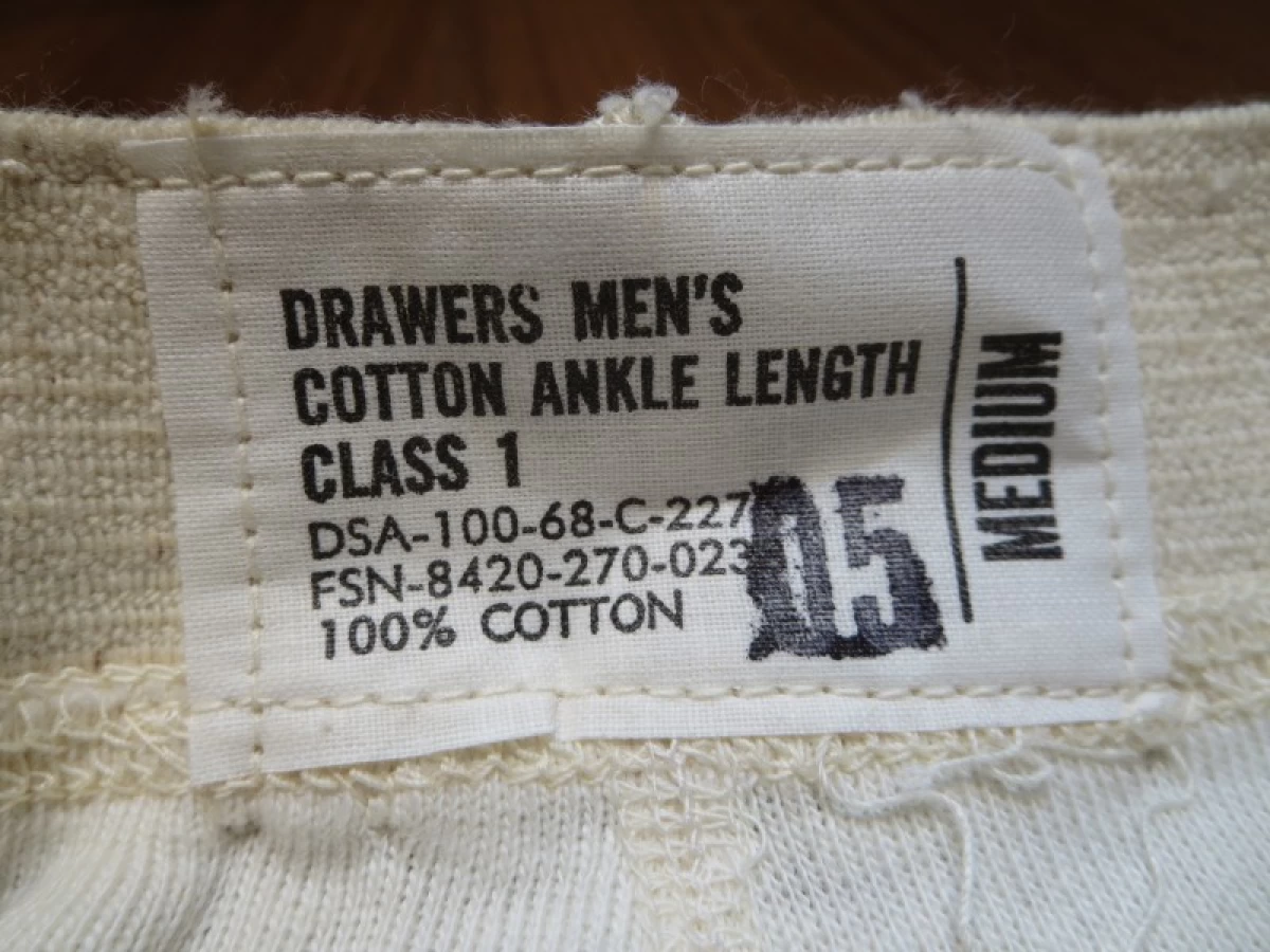 U.S.Drawers Winter 100%Cotton 1968年 sizeM new