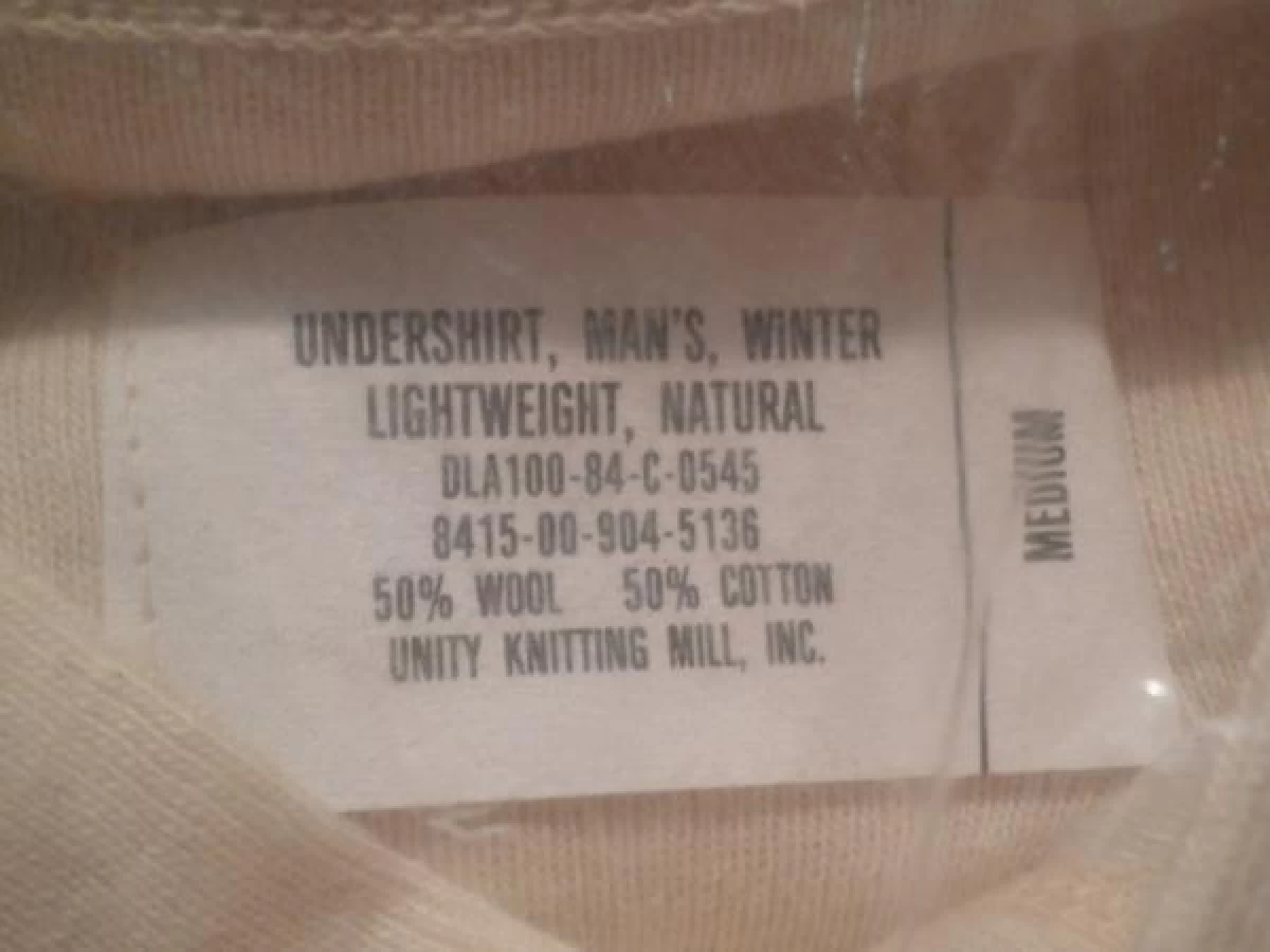 U.S.UnderShirt Winter Wool&Cotton sizeL new