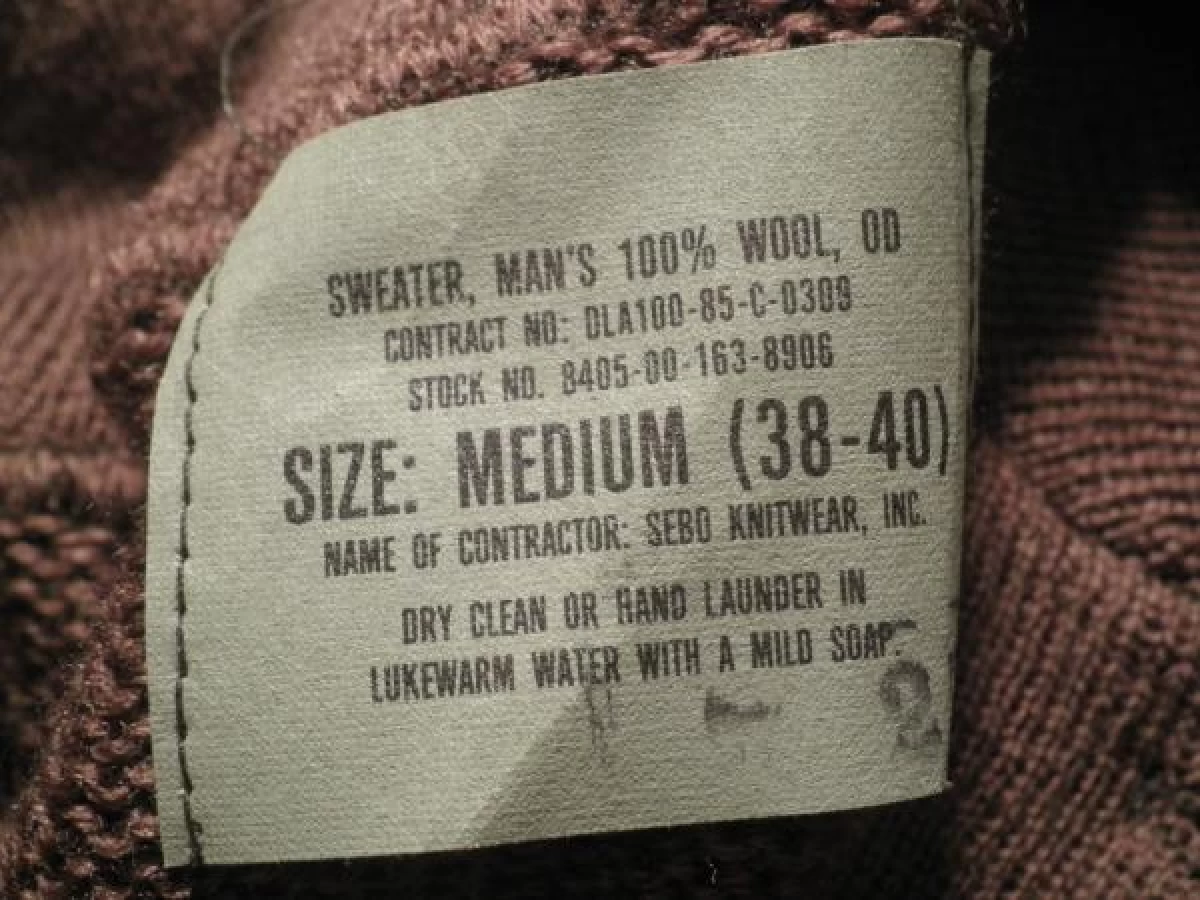 U.S.Sweater 100%Wool OD 1985年 sizeM new