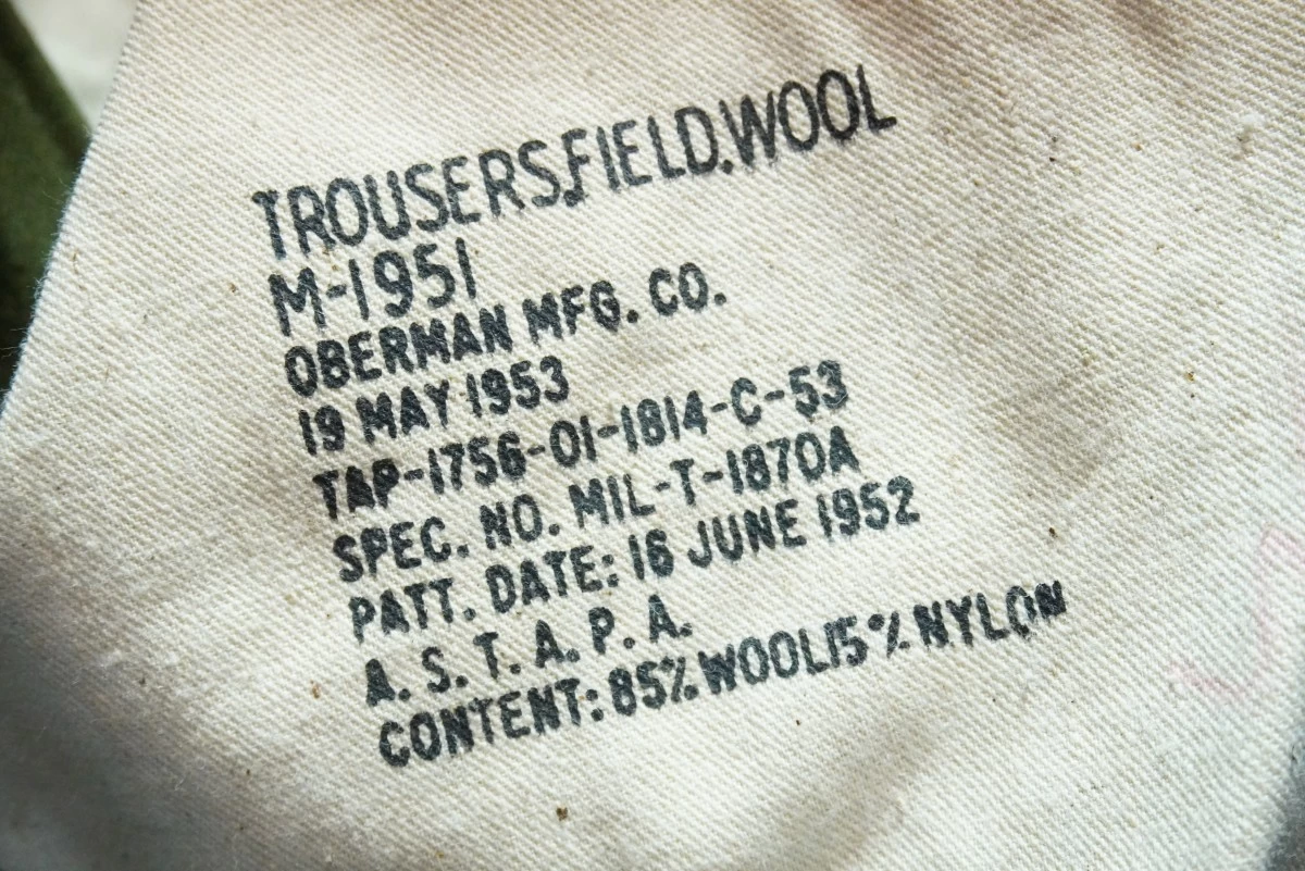 U.S.M-1951 Trousers Wool 1953年 sizeM-Regular new?