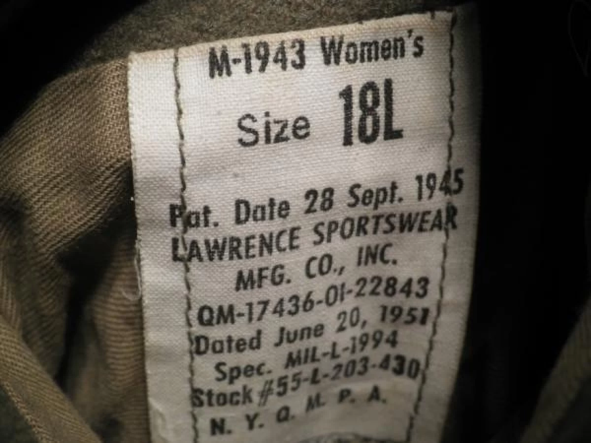 U.S.Shirt Wool M-1943 Woman's 1951年 size18L used